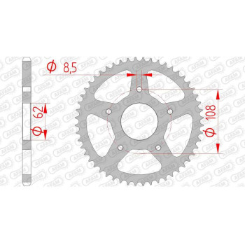 Couronne acier AFAM 52 dents pas 420 type 92122 MH/MotoR Hispania RX 50 R Couronne acier AFAM 52 dents pas 420 type 92122 MH/MotoR Hispania RX 50 R