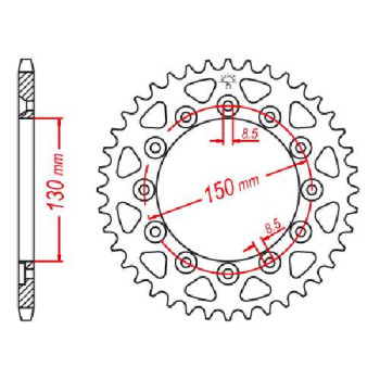 Couronne acier JT 45 dents pas 520 type 245-2 Couronne acier JT 45 dents pas 520 type 245-2