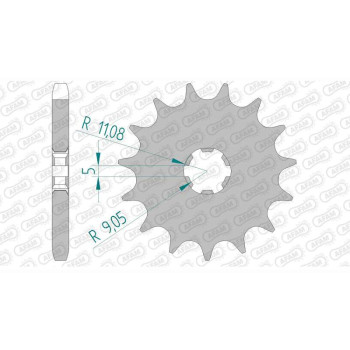 Pignon AFAM 15 dents pas 530 type 22501 Suzuki GT 500