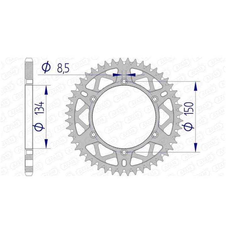 Couronne alu AFAM 53 dents pas 520 type 17206 Kawasaki KX 125 Couronne alu AFAM 53 dents pas 520 type 17206 Kawasaki KX 125
