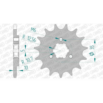 Pignon AFAM 15 dents pas 520 type 22600 Cagiva 350 T4 E-R Pignon AFAM 15 dents pas 520 type 22600 Cagiva 350 T4 E-R