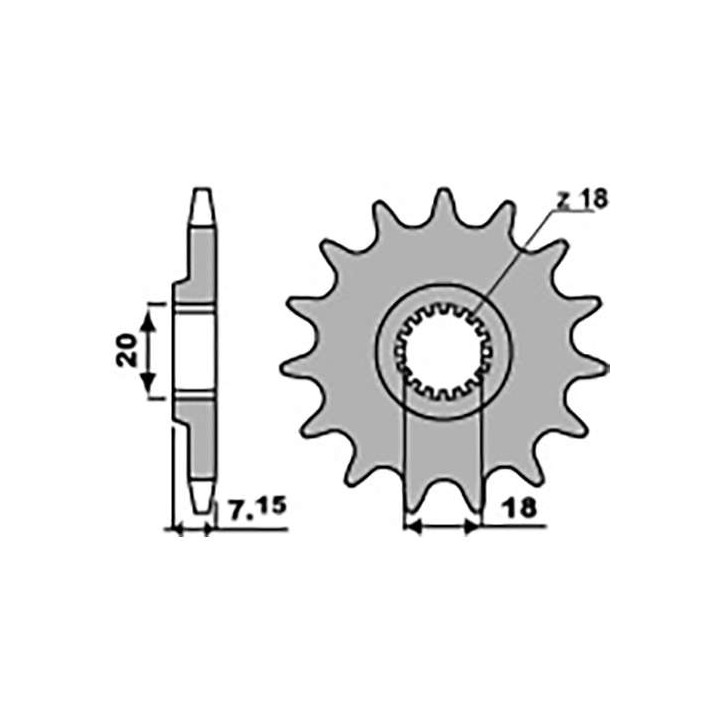 Pignon PBR 12 dents pas 520 type 432 Suzuki RM125
