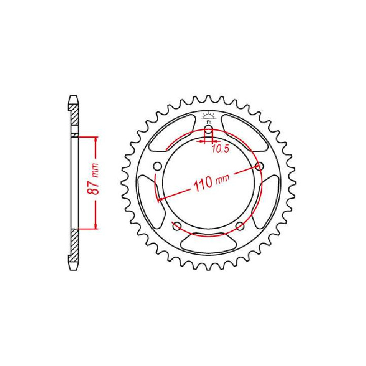 Couronne acier JT 49 dents pas 520 type 523