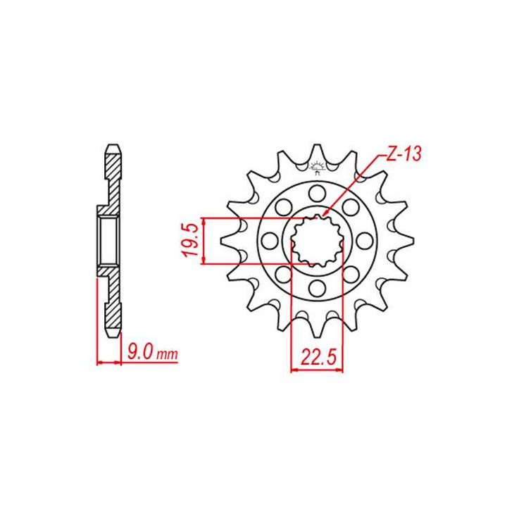 Pignon anti-boue JT 13 dents pas 520 type 1442SC Suzuki RM-Z250