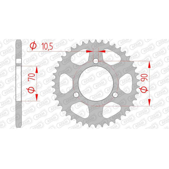 Couronne acier AFAM 45 dents pas 420 type 10103 Honda MB 5 S