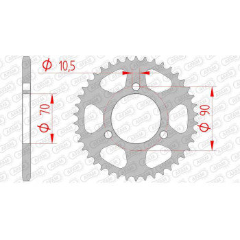 Couronne acier AFAM 45 dents pas 420 type 10103 Honda MB 5 S