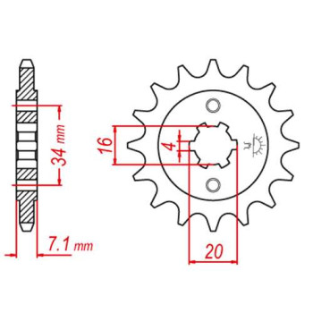 Pignon JT 14 dents pas 520 type 1903