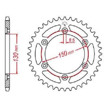 Couronne acier JT 51 dents pas 428 type 1244 Couronne acier JT 51 dents pas 428 type 1244