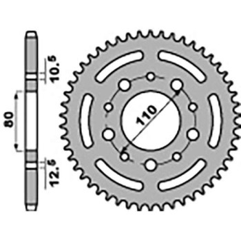 Couronne acier PBR 45 dents pas 525 type 4350 Honda VFR400 Couronne acier PBR 45 dents pas 525 type 4350 Honda VFR400