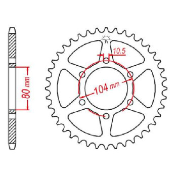 Couronne acier JT 45 dents pas 520 type 478 Couronne acier JT 45 dents pas 520 type 478