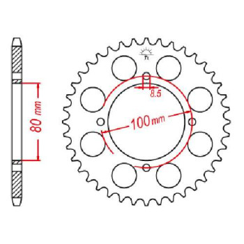 Couronne acier JT 46 dents pas 520 type 819