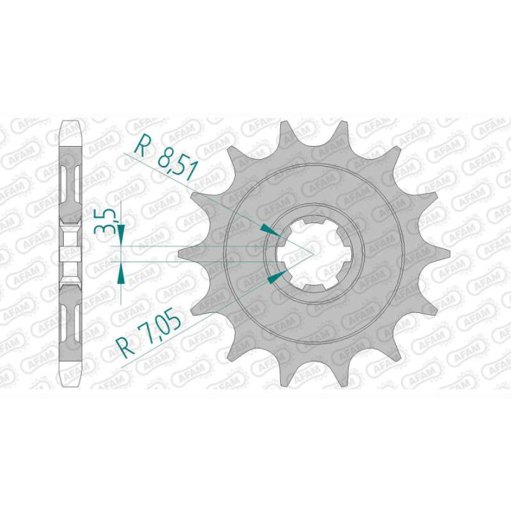 Pignon AFAM 14 dents pas 428 type 24203 Kawasaki KLX 125