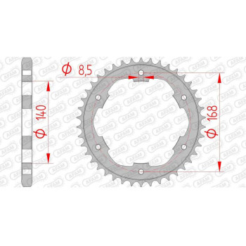 Couronne acier AFAM 42 dents pas 525 type 92634 Couronne acier AFAM 42 dents pas 525 type 92634