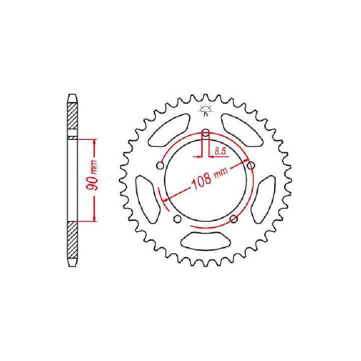 Couronne acier JT 39 dents pas 520 type 18