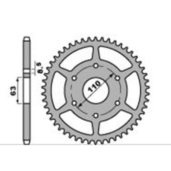 Couronne alu PBR 45 dents 520 type 4675 Couronne alu PBR 45 dents 520 type 4675