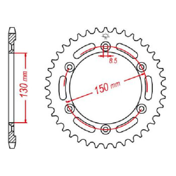 Couronne acier JT 51 dents pas 428 type 1249