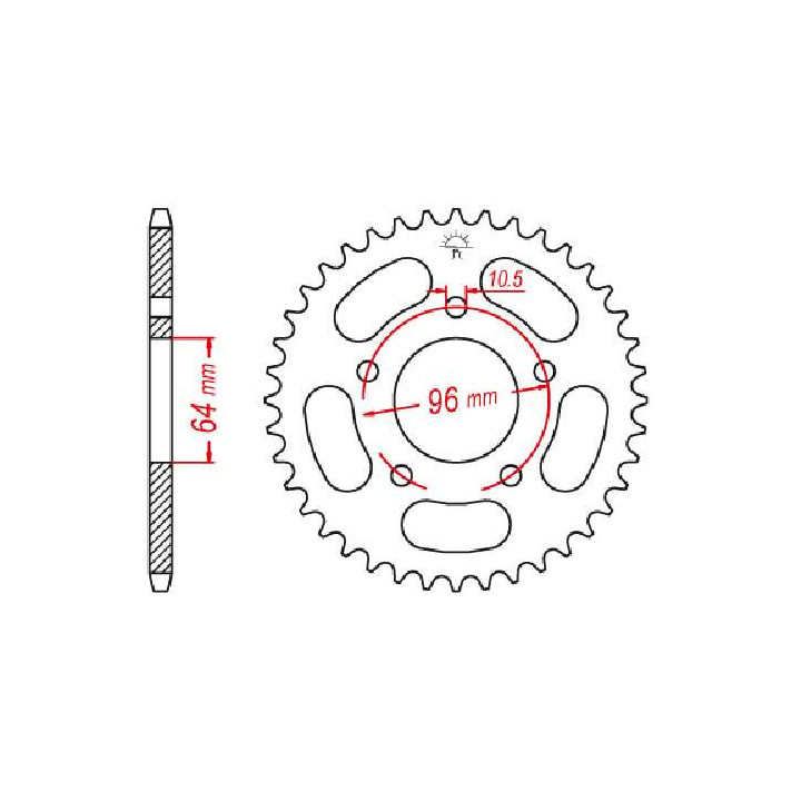Couronne acier JT 37 dents pas 520 type 254