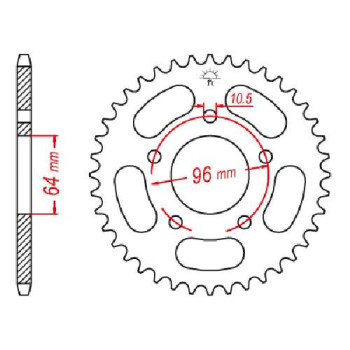 Couronne acier JT 37 dents pas 520 type 254
