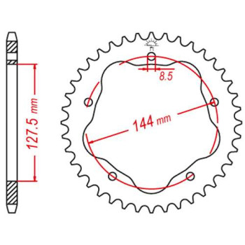 Couronne alu JT 41 dents ultra-light pas 525 type 752 Ducati Hypermotard SP
