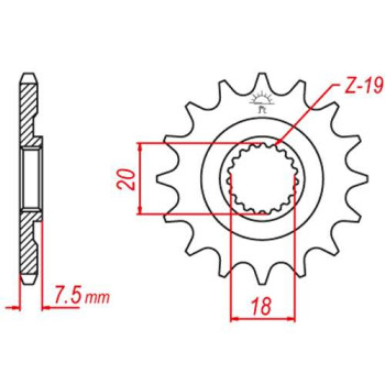 Pignon JT 12 dents pas 520 type 326 Honda CR125R
