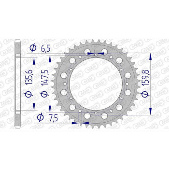 Couronne alu AFAM 38 dents pas 520 type 60300 Aprilia TX 240 Couronne alu AFAM 38 dents pas 520 type 60300 Aprilia TX 240