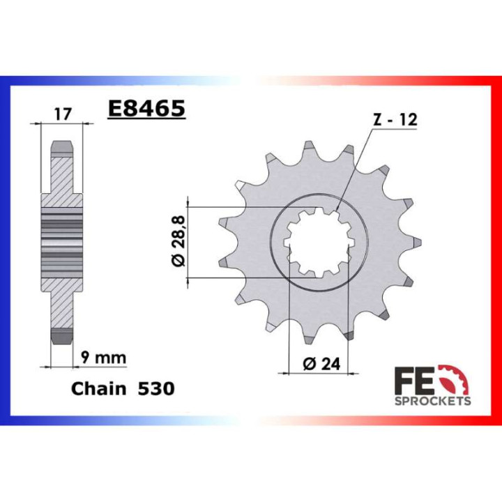 Pignon FE 14 dents pas 530 type E465 CBR600F 87-96