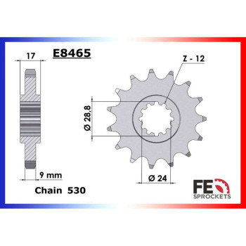 Pignon FE 14 dents pas 530 type E465 CBR600F 87-96