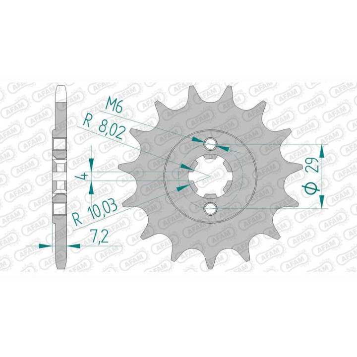 Pignon AFAM 15 dents pas 520 type 22305 Suzuki TS 200 R