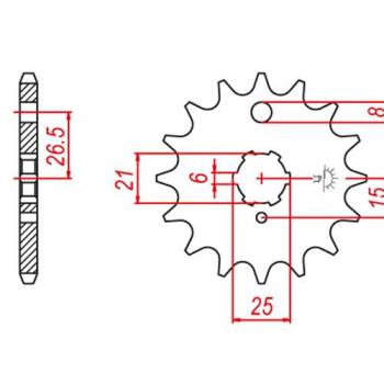 Pignon JT 15 dents pas 520 type 509 Pignon JT 15 dents pas 520 type 509