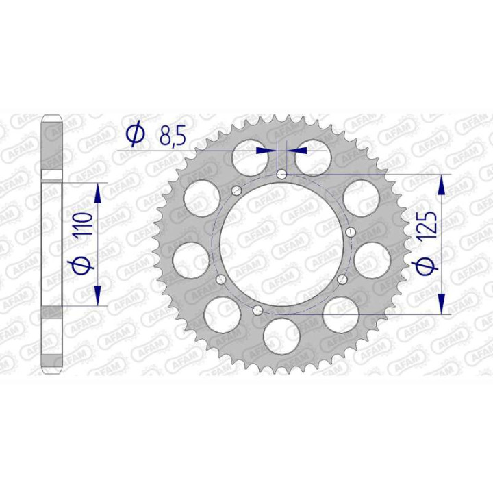 AFAM 56-tooth aluminum sprocket, pitch 428, type 60104 HM-Honda CRE 50 Baja
