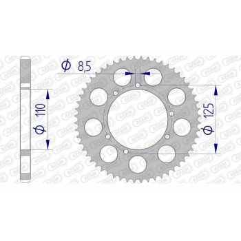 AFAM 56-tooth aluminum sprocket, pitch 428, type 60104 HM-Honda CRE 50 Baja
