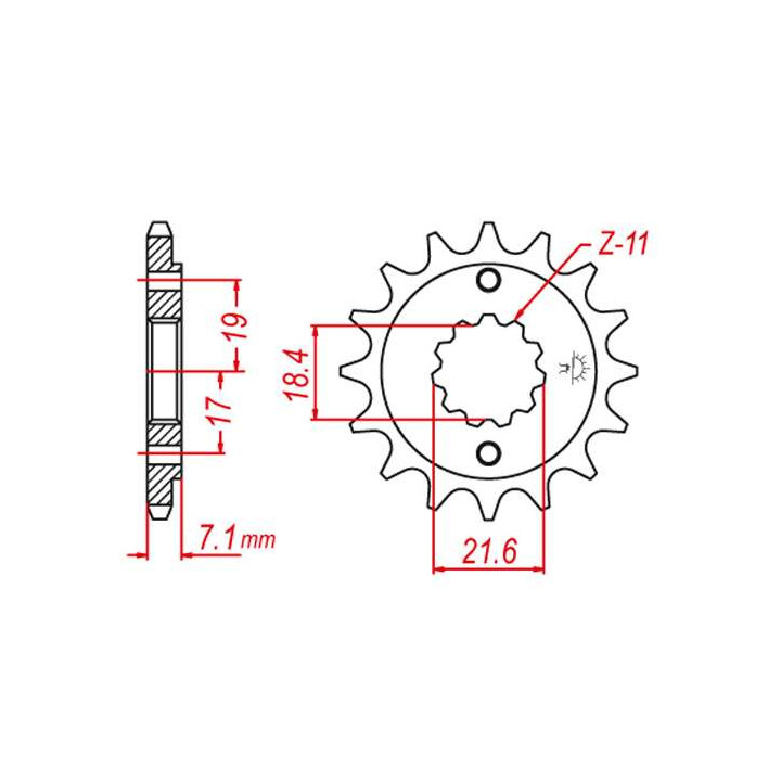 Pignon anti-boue JT 14 teeth not 520 type 1321 Honda CRF250L