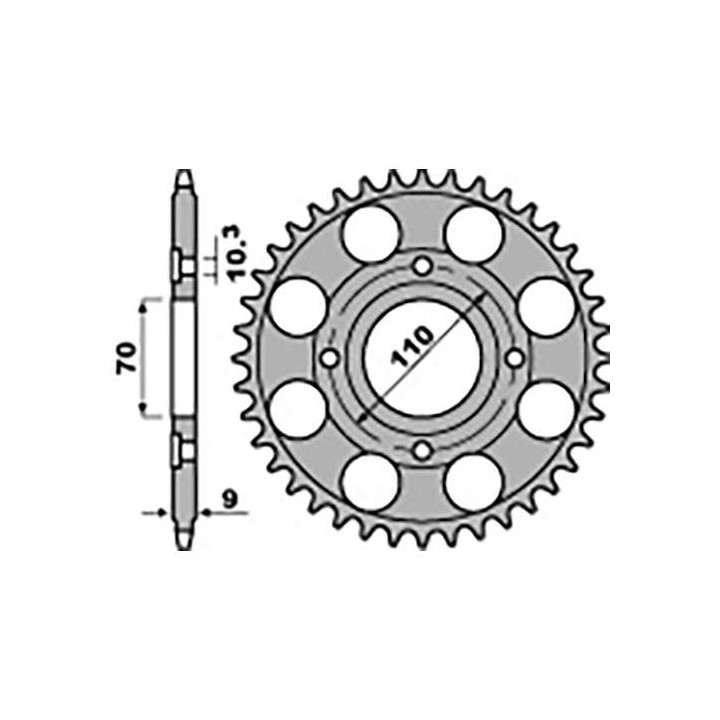 Steel crown PBR 35 teeth not 520 type 247 Honda CBX250RSE