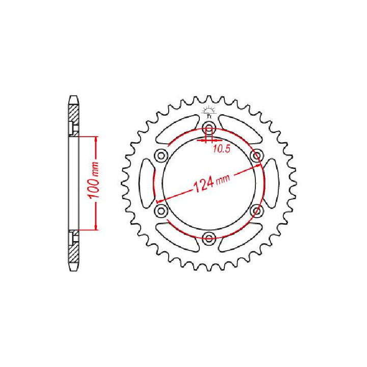 Couronne acier JT 38 dents pas 520 type 735