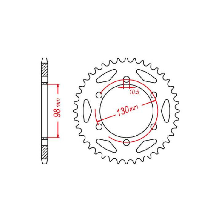 Couronne acier JT 47 dents pas 530 type 482