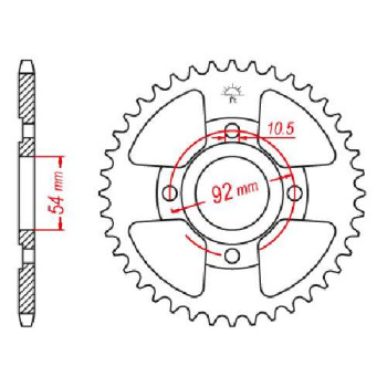 Couronne acier JT 47 dents pas 420 type 1078