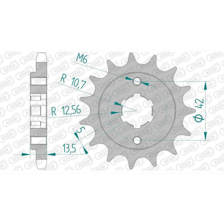 Pignon AFAM 15 dents pas 530 type 46600 Cagiva 350 Ala AZZURA