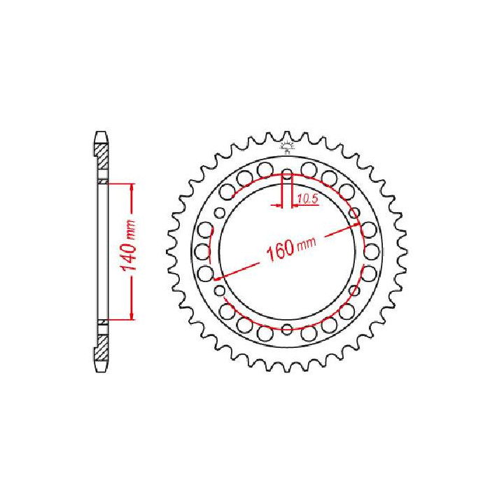 Couronne acier JT 45 dents pas 532 type 503 Couronne acier JT 45 dents pas 532 type 503