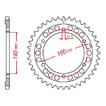 Couronne acier JT 45 dents pas 532 type 503