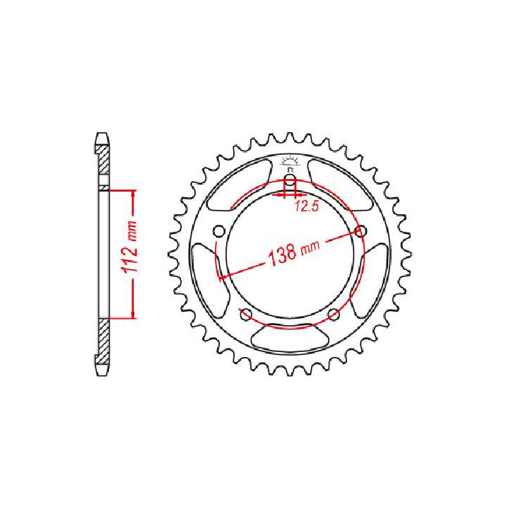 Couronne acier JT 45 dents pas 525 type 1304 Couronne acier JT 45 dents pas 525 type 1304