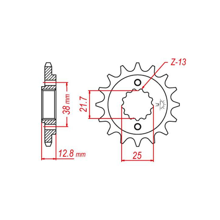 Pignon JT 15 dents pas 520 type 511 Kawasaki KLX650 Pignon JT 15 dents pas 520 type 511 Kawasaki KLX650