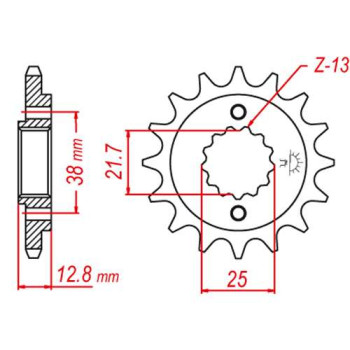 Pignon JT 15 dents pas 520 type 511 Kawasaki KLX650