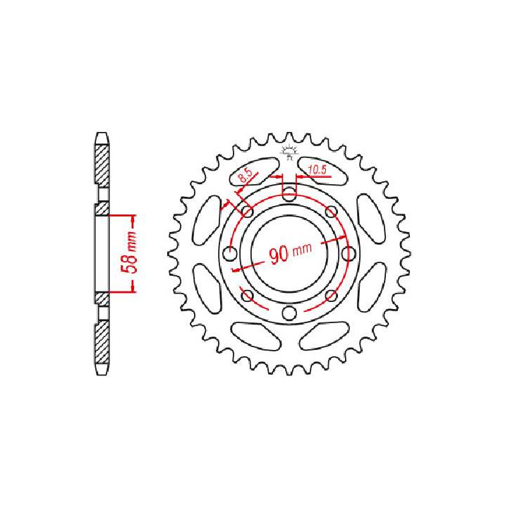 Couronne acier JT 39 dents pas 428 type 269