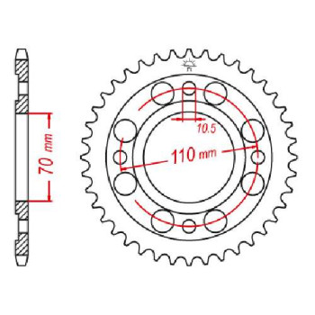 Couronne acier JT 41 dents pas 530 type 246