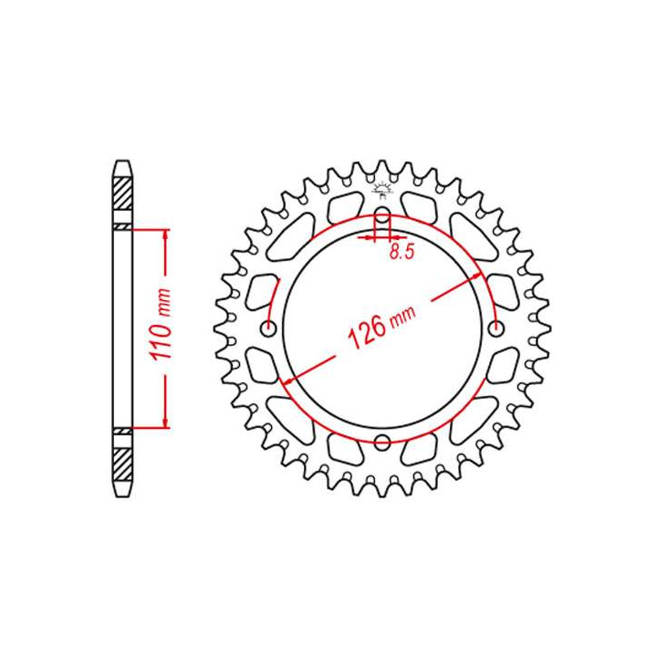 Couronne alu JT 47 dents ultra-light pas 420 type 1465