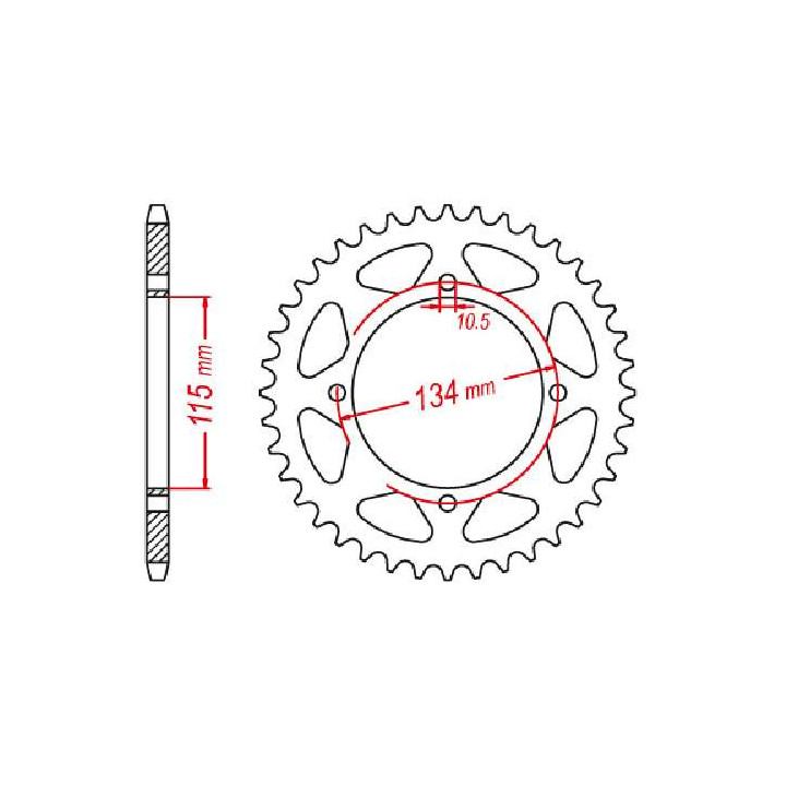 Couronne acier JT 44 dents pas 530 type 718