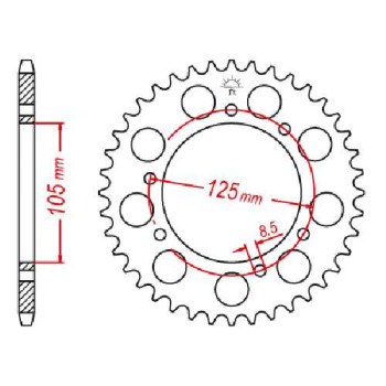 Couronne acier JT 50 dents pas 428 type 1134