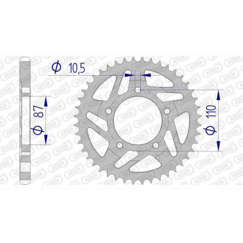 Couronne alu AFAM 45 dents pas 525 type 15404 Suzuki SV 650 N
