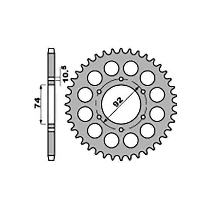 Couronne acier PBR 45 dents pas 530 type 852 Yamaha XJ400 Couronne acier PBR 45 dents pas 530 type 852 Yamaha XJ400