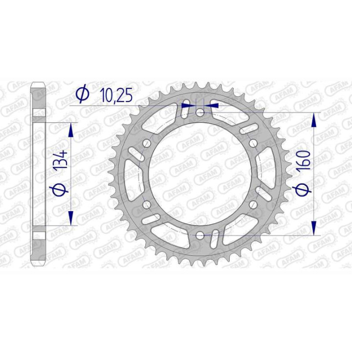 AFAM 43-tooth aluminum sprocket, pitch 525 type 11617 Honda CBR600RR 03-06